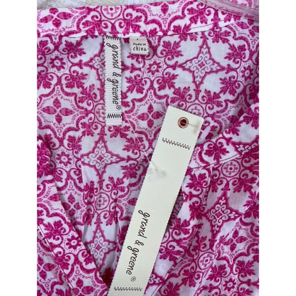 Grand & Greene Womens Size Large Lightweight Pink & White Lightweight Blouse NWT - Picture 5 of 9